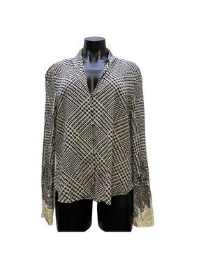 Veronica Beard Silk Blouse Ivry Black Size 12